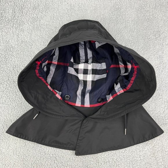 Burberry Hood Women Black Plaid Jacket Rain Coat Button Replacement Men Unisex 1 - Picture 1 of 9